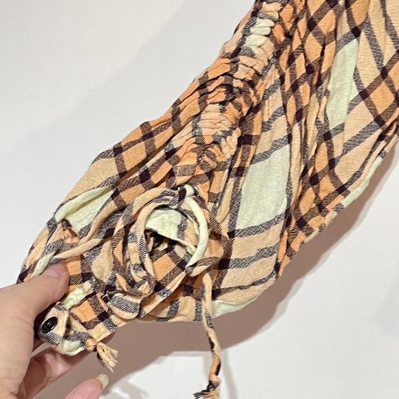 We The Free People Pacific Dawn Top Womens XS Peach Tree Combo Drawstring Shirt - Picture 4 of 12